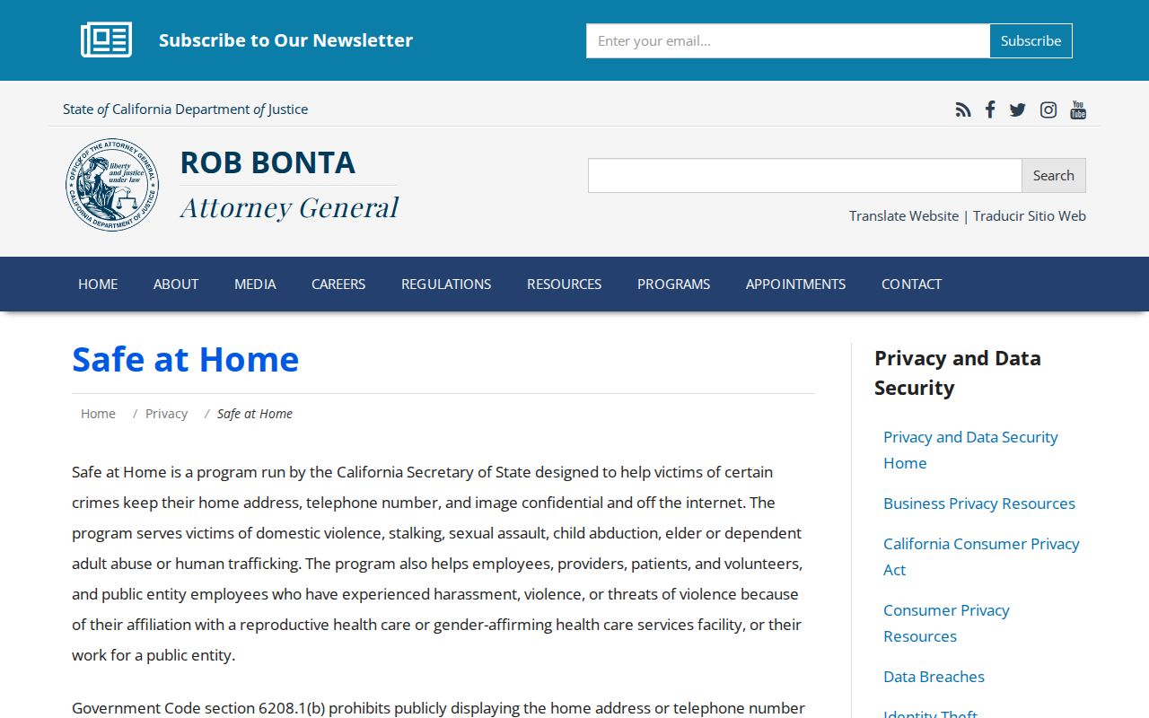 Mountain House residents directory Safe at Home privacy information