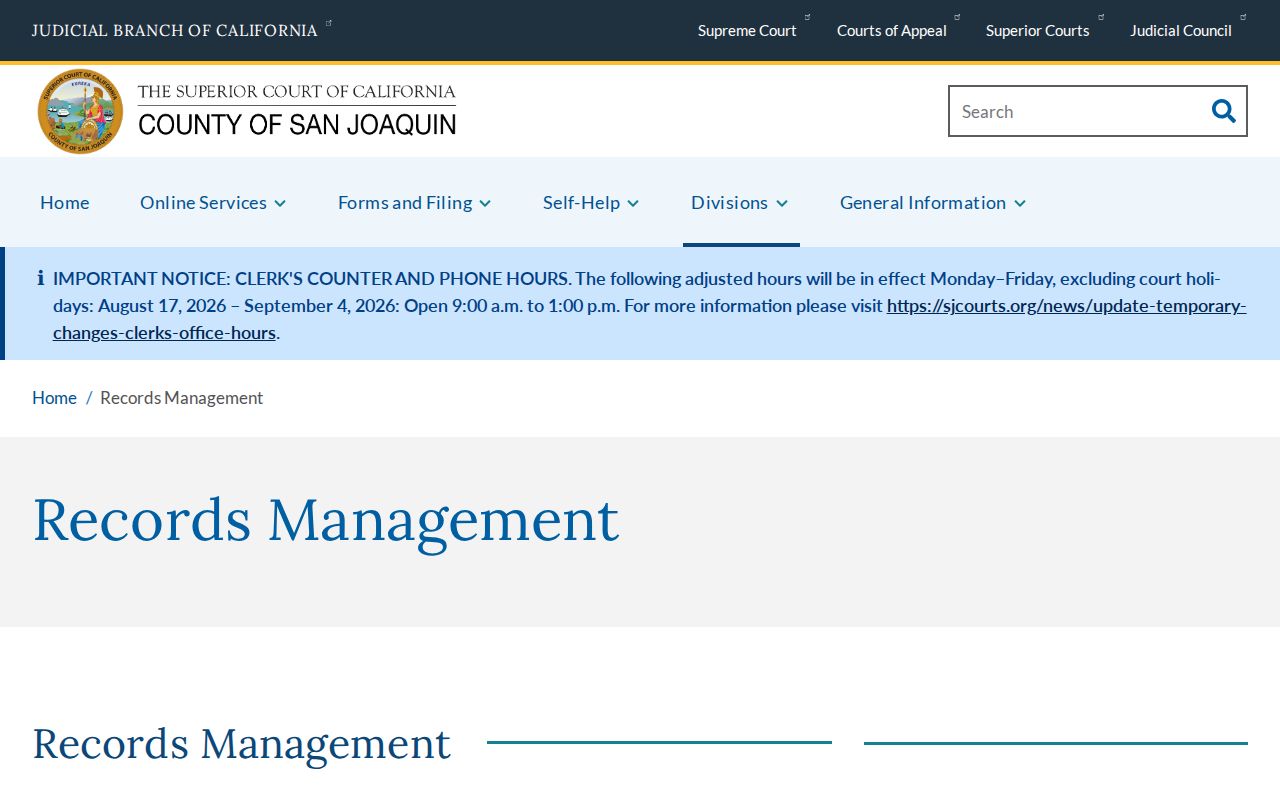 Mountain House resident lookup at San Joaquin Superior Court records management
